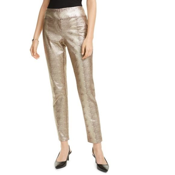 Alfani Tummy-Control Metallic Python-Print Trouser - Picture 1 of 10